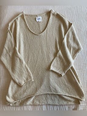 Aerie Oversized Lightweight Knit Sweater Cream Beige Large